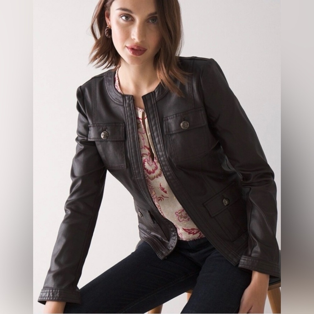 White House Black Market coated  Utility Jacket in cabarnet ❤️‍🔥6